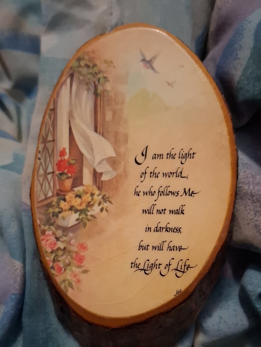 Inspirational Floral Window Wall Plaque - Beige and Pastel